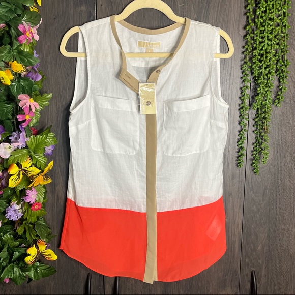 „💙2/$40💙NWT Michael Kors Sleeveless Button Down Blouse Size Small - Picture 2 of 16